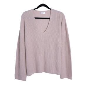 THE RESET The Very V Wool Cashmere Sweater Natural Long Sleeve Women's L